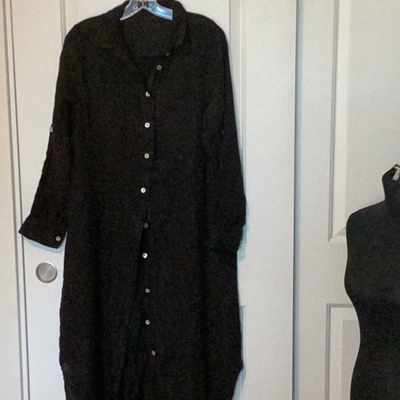 Meo Meli Dresses & Skirts - Meo Meli Chic Black Long Sleeve Linen Dress 8-10